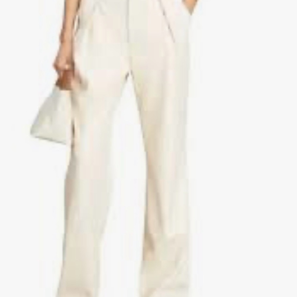 MOTHER Faux Leather Weekend Heel Size Wide Leg High-Waist Cream Trousers Sz 33 - Picture 2 of 12